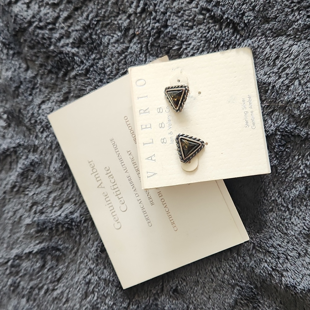 Sterling silver and amber earrings